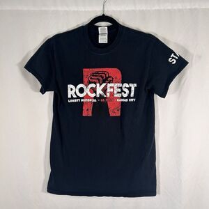 Rockfest 2016 Women's Small Black Graphic Print Short Sleeve Crew Neck Disturbed